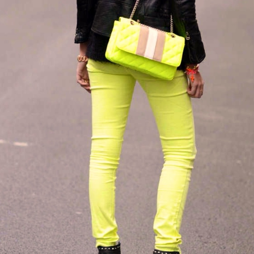 Frankie B low rise fluorescent yellow jegging